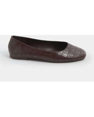 Yours Curve Wide Fit Croc Print Ballerina Pumps - White