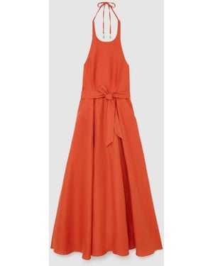 Reiss Paules Linen Open-Back Maxi Dress - Rot