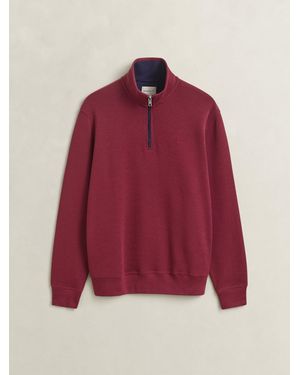GANT Sacker Quarter Zip Jersey Sweatshirt - Red