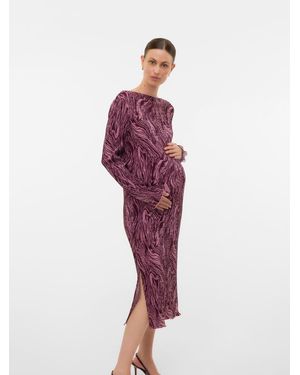 Mama.licious Swirl Print Plisse Dress - Red