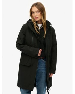 Superdry Hooded Longline Shell Parka - Black