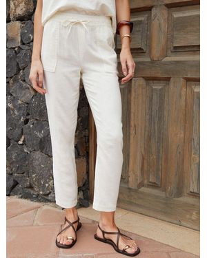 Threadbare Curve Linen Blend Tapered Trousers - White