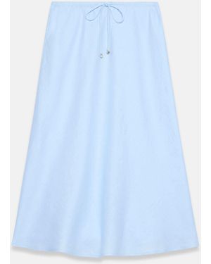 Mint Velvet Linen Bias Midi Skirt - Blue