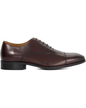 Dune Wide Fit Solver Leather Oxford Shoes - Brown