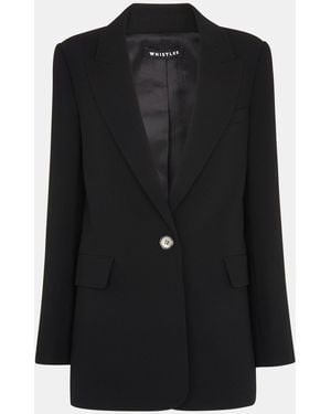 Whistles Petite Crepe Boyfriend Blazer - Black