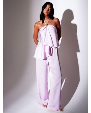 South Beach Satin Wide Leg Pants - Purple