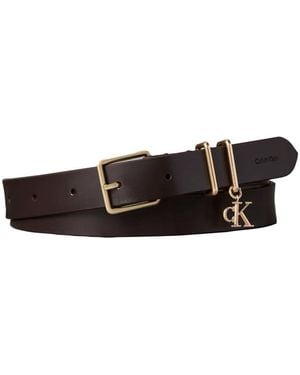 Calvin Klein Calvin Klein Leather Signature Logo Charm Belt - Brown