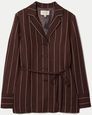 Jigsaw Relaxed Pinstripe Shirt Jacket - Brown
