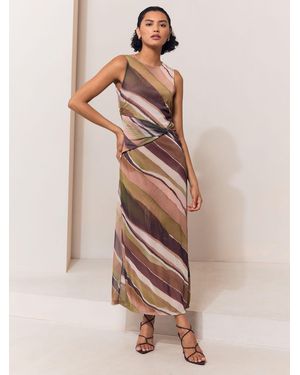 Lipsy Mesh Tie Knot Front Sleeveless Maxi Dress - Natural