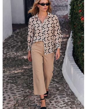 Roman Geometric Print Collared Shirt - Blau