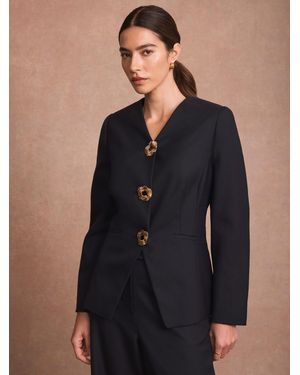 Mint Velvet Wool Blend Sculpted Jacket - Blue