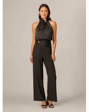 Adrianna Papell Satin Crepe Jumpsuit - Black