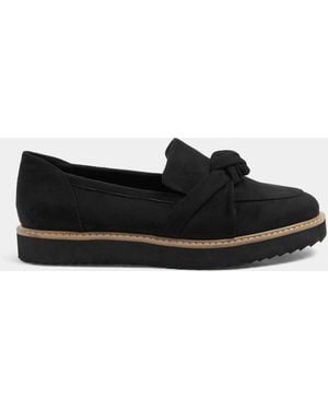 Yours Curve Wide Fit Faux Suede Knotted Loafers - White