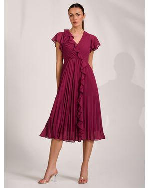 Jolie Moi Ruffle Pleated Chiffon Midi Dress - Red