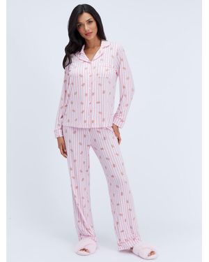 Boux Avenue Gingerbread Stripe Modal Pajamas Set - Pink