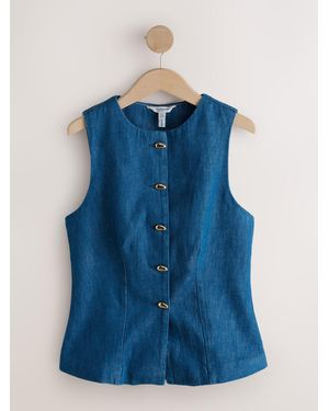Next Dark N. Premium Tailored Waistcoat - Blue