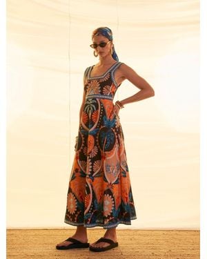 River Island Sleeveless Palm Print Maxi Dress - Natural
