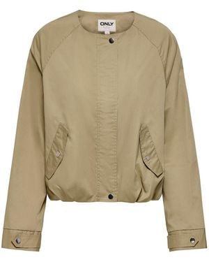 ONLY Bubble Hem Bomber Jacket - Natural