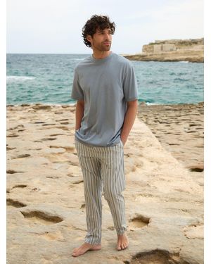 Threadbare Stripe T-Shirt & Pajama Bottoms Set - Blue