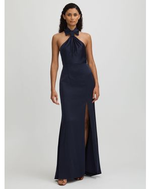 Halston Halter Neck Maxi Dress - Blue