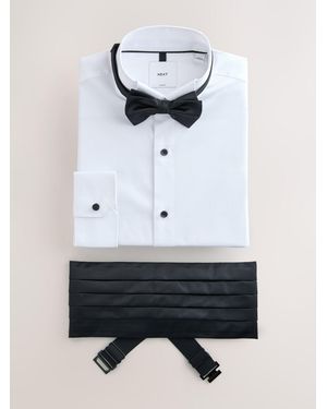 Next Slim Fit Single Cuff Shirt, Cumberbund,And Bow Tie Set 3 Pack - White