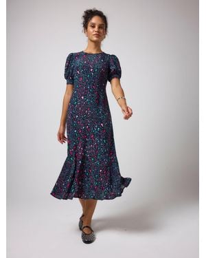 Scamp & Dude Love Leopard Clean Midi Dress - Blue