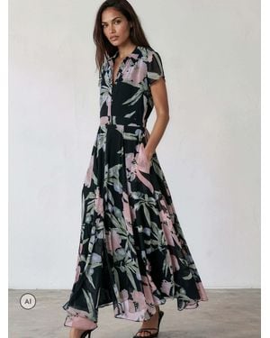 Religion Ava Maxi Occasion Shirt Dress - Natural