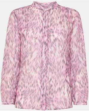 Whistles Leopard Print Pleat Detail Shirt - Pink