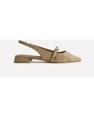 Linzi Align Pointed Toe Ballet Flats With Buckle Detail - Natural