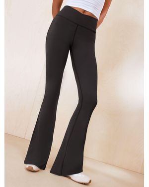 Friends Like These Wrap Over High Waist Yoga Flare Leggings - Black