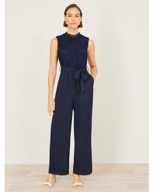 Yumi' Lace Sleeveless Jumpsuit - Blue
