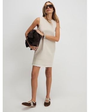River Island River Island Denim Popper Detail Mini Swing Dress - Natural