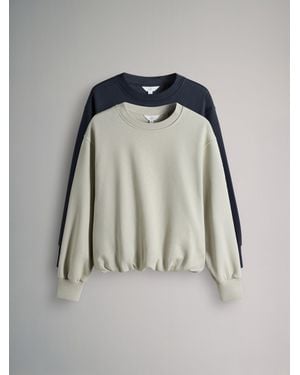 The Set 2 Pack Bubble Hem Sweatshirts/Sage - Blue