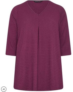 Evans Long Sleeve Bubble Crepe Top - Purple