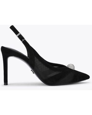Carvela Kurt Geiger Lumera Sling Suede Embellished Court Shoes - Black