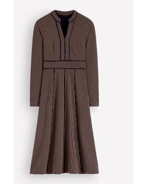 Boden Alex Ponte Contrast Midi Dress - Brown