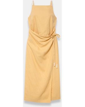 Mint Velvet Linen Blend Wrap Midi Dress - Metallic
