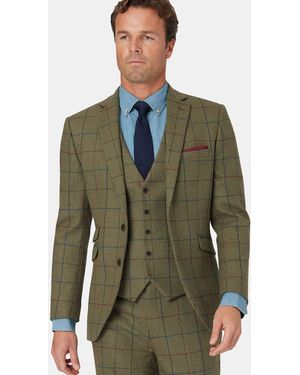 Brook Taverner Check Wool Suit Jacket - Green