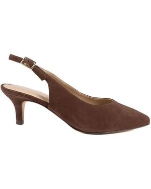 Jones Bootmaker Jones Bootmaker Chocolate Suede Zaria Slingback Heels - Brown