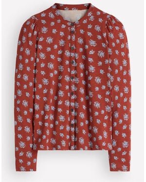 Boden Imi Puff Sleeve Jersey Shirt - Red