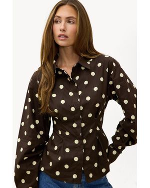 Loavies A Spark That Never Fades Polka Dot Cinched Waist Blouse - Black