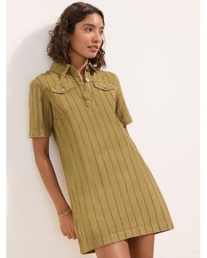 Friends Like These Denim A-Line Mini Dress - Green