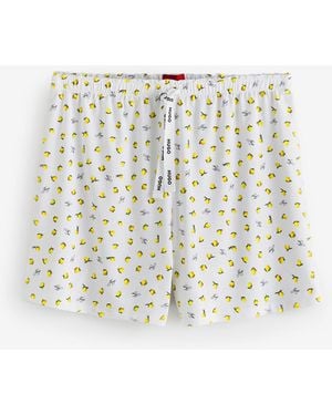 HUGO Lemon Print Jersey Shorts - White