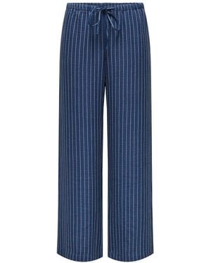 Jdy Pinstripe Wide Leg Pants - Blue