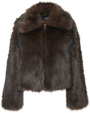 Threadbare Faux Fur Zip Through Coat - Black