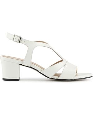 Jones Bootmaker Patent Glory Leather Slingback Block Heel Sandals - White