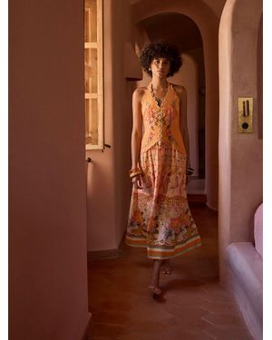 River Island Del Maar Halter Neck Peplum Printed Maxi Dress - Brown