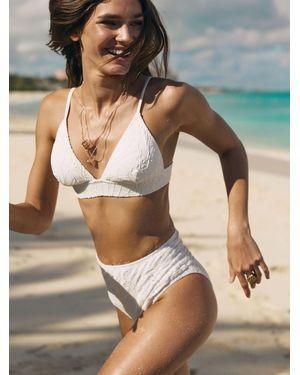 Friends Like These Cream Bikini Set Crochet Textured Tie Back High Waisted - White