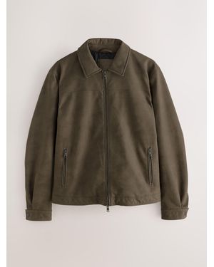 Next Faux Leather Collared Jacket - Green