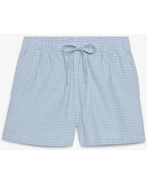 Superdry Cotton Elastic Check Shorts - Blue